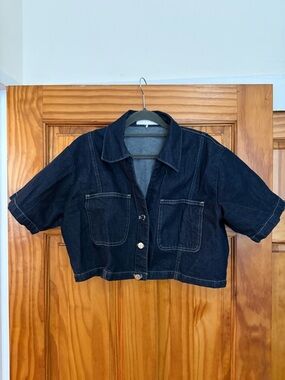 Zara Indigo Cropped Denim Shirt Jacket